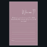 Wie ben ik? Shower Game Flyer<br><div class="desc">Maak het uw eigen door jouw tekst toe te voegen. Als u toegang wilt krijgen tot geavanceerde bewerkingsgereedschappen, gaat u naar "Personaliseren", scrolt u naar beneden en drukt u op de link "Klik om verder aan te passen". Voor meer passende design klik de verbinding "Andere producten van dit collectie"</div>