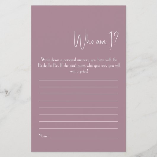 Wie ben ik? Shower Game Flyer (Voorkant)