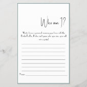 Wie ben ik? Shower Game Flyer (Voorkant)