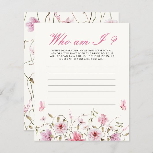 Wie ben ik vlinders Vrijgezellenfeest spel (Voorkant / Achterkant)