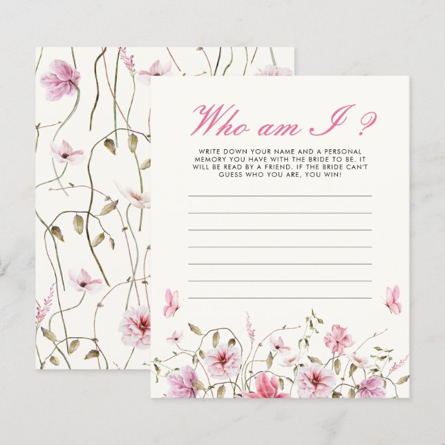 Wie ben ik vlinders Vrijgezellenfeest spel (Voorkant / Achterkant)