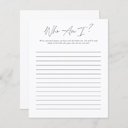 Wie ben ik? | VRIJGEZELLENFEEST (Voorkant / Achterkant)