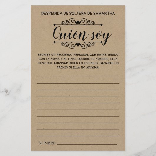 Wie ben ik vrijgezellenfeest engels spaans rustige (Achterkant)