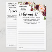 Wie ben ik? vrijgezellenfeest engels spaans spel (Voorkant / Achterkant)