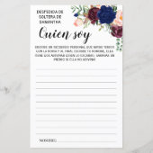 Wie ben ik? vrijgezellenfeest engels spaans spel (Achterkant)