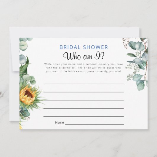 Wie ben ik Vrijgezellenfeest spel Kaart (Voorkant)