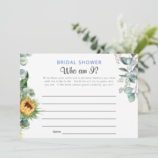 Wie ben ik Vrijgezellenfeest spel Kaart (Staand voorkant)