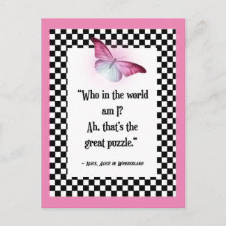 Wie ben ik? Wonderland Alice Quote Briefkaart