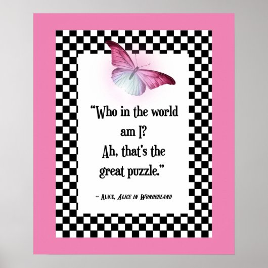 Wie ben ik? Wonderland Alice Quote Poster (Voorkant)