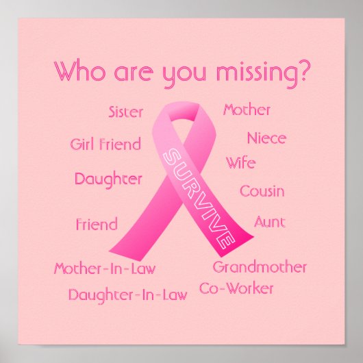 Wie ben je die Pink Ribbon mist? Poster (Voorkant)