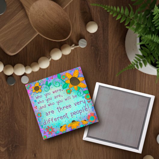 Wie bent u Quote Inspirerend Bloemen  Magneet