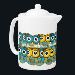 Wie dat is, die het Owl Pattern uitklaagt Theepot<br><div class="desc">Wie (neem jouw naam op) dat is die de Moderne Piekvanger van het Patronenvanger is</div>