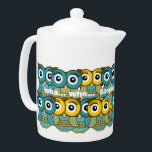 Wie dat is, die het Owl Pattern uitklaagt Theepot<br><div class="desc">Wie (neem jouw naam op) dat is die de Moderne Piekvanger van het Patronenvanger is</div>