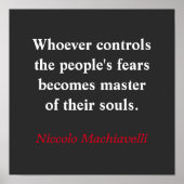 Wie de angst van het volk beheerst - Machiavelli Poster (Voorkant)