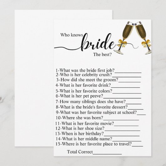 Wie de beste vrijgezellenfeesten games kent programmakaart (Voorkant / Achterkant)