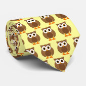 Wie? de heer Owl Brown and Cream Stropdas (Opgerold)
