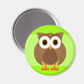 Wie? de heer Owl Cartoon Magneet (Voorkant / Achterkant)