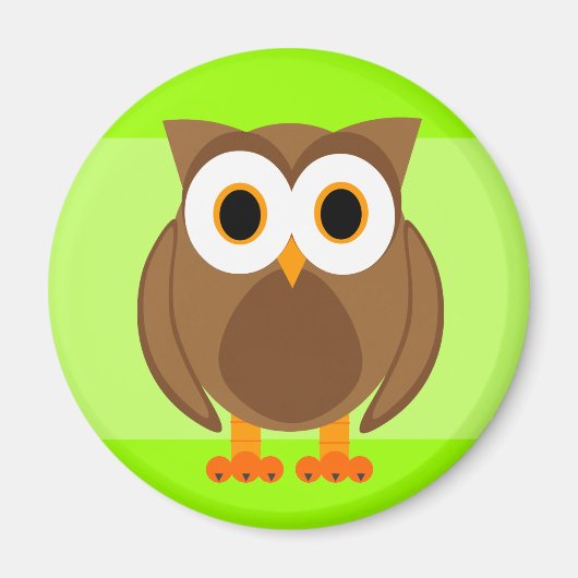 Wie? de heer Owl Cartoon Magneet (Voorkant)