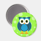 Wie? de heer Owl Cartoon Magneet (Voorkant / Achterkant)