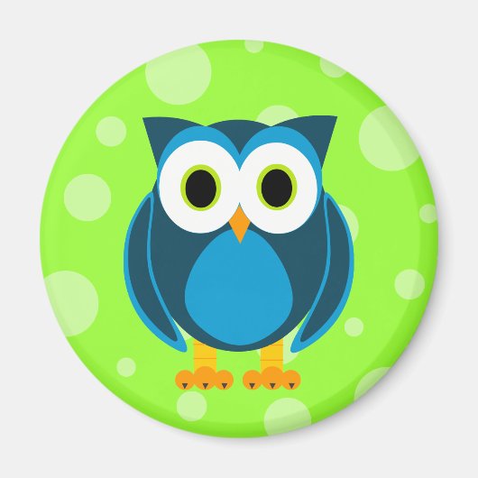 Wie? de heer Owl Cartoon Magneet (Voorkant)