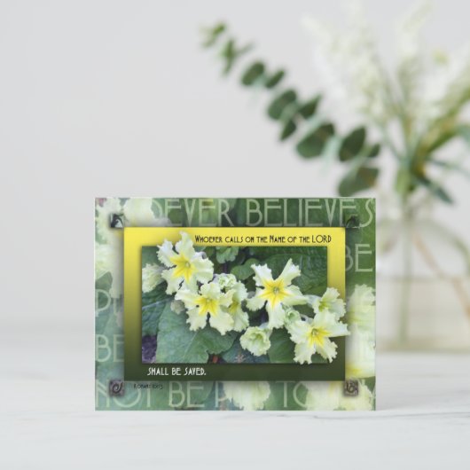 Wie de naam aanroept briefkaart (Staand voorkant)