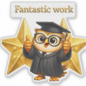 Wie de uil twee gouden sterren fantastisch werk ma sticker (Voorkant)