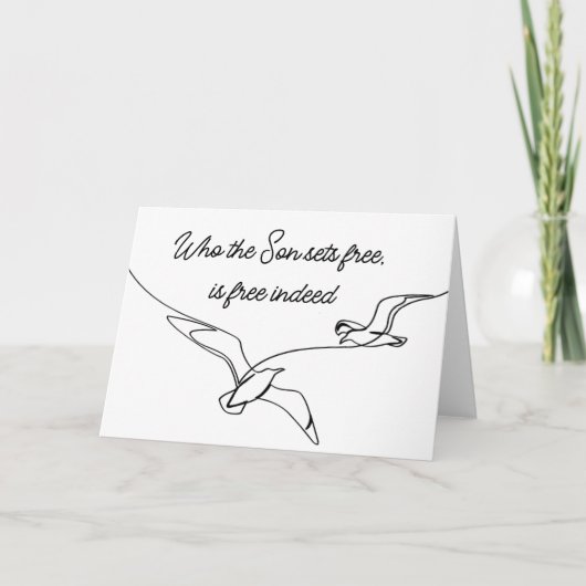 Wie de Zoon bevrijdt is inderdaad vrij Bijbelvers Kaart (Voorkant)