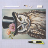 Wie draagt het het beste? Uil in Top Hat Decoupage Tissuepapier (Craft)