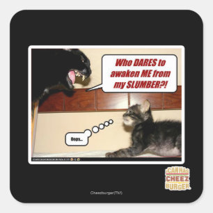Wie durft me wakker te maken? vierkante sticker