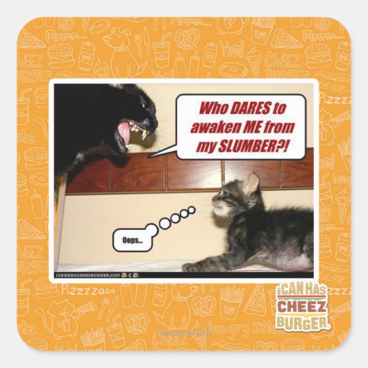 Wie durft me wakker te maken? vierkante sticker (Voorkant)