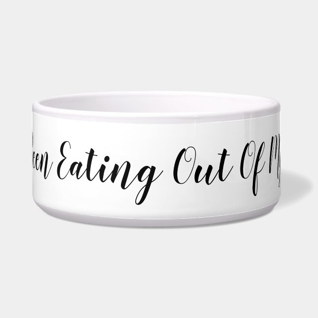 Wie eet er uit mijn kom? Grappig bericht Voerbakje (Voorkant)