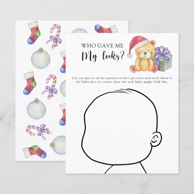 Wie gaf me mijn looks baby shower spel (Voorkant / Achterkant)