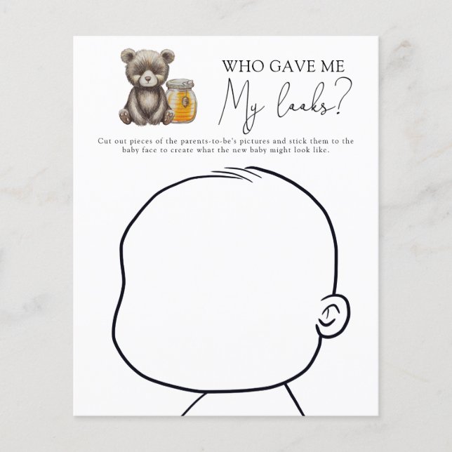 Wie gaf me mijn looks baby shower spel (Voorkant)