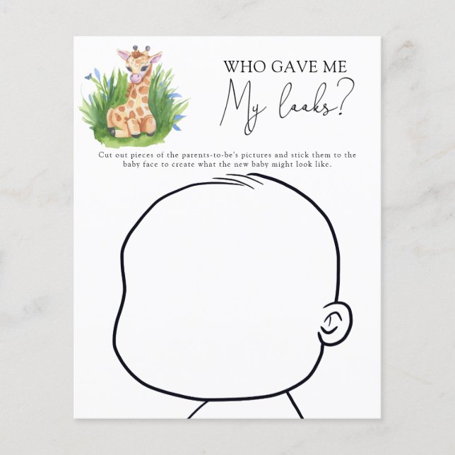 Wie gaf me mijn looks baby shower spel (Voorkant)