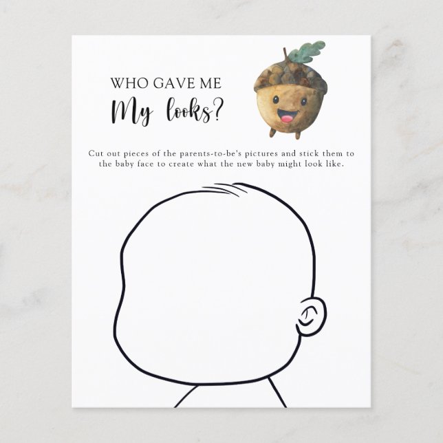 Wie gaf me mijn looks baby shower spel (Voorkant)