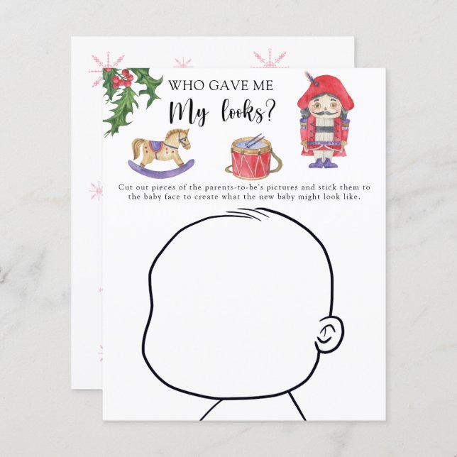 Wie gaf me mijn looks baby shower spel (Voorkant / Achterkant)