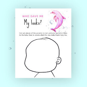 Wie gaf me mijn looks? dolfijn baby shower spel