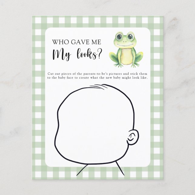 Wie gaf me mijn looks Frog baby shower spel (Voorkant)