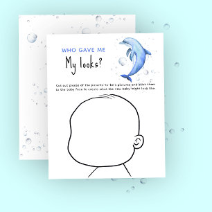 Wie gaf me mijn looks? walvis baby shower spel