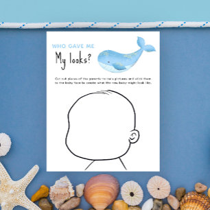Wie gaf me mijn looks? walvis baby shower spel