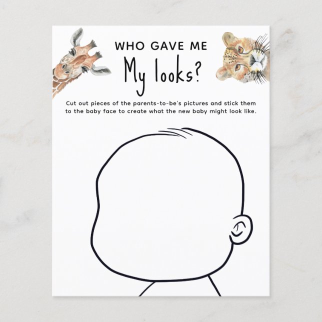 Wie gaf me mijn looks? wild baby shower spel (Voorkant)