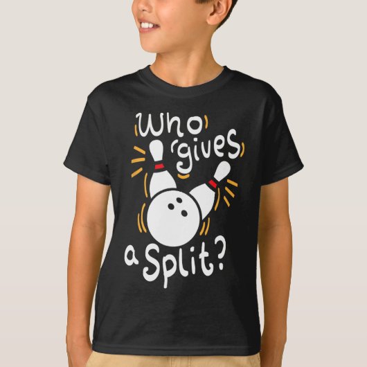 Wie geeft een split - grappige bowling woordspelin t-shirt (Voorkant)
