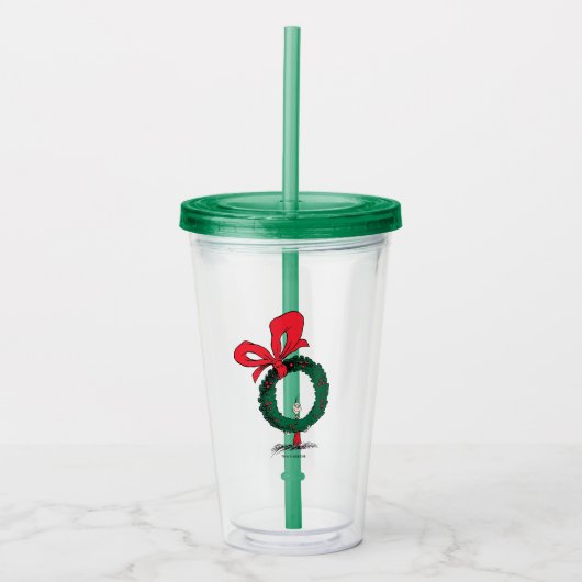 Wie gluurt door de Kerstkrans Acryl Drinkbeker (Voorkant)