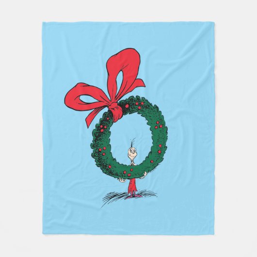 Wie gluurt door de Kerstkrans Fleece Deken (Voorkant)