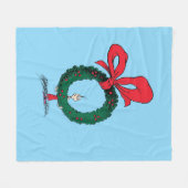 Wie gluurt door de Kerstkrans Fleece Deken (Voorkant (Horizontaal))
