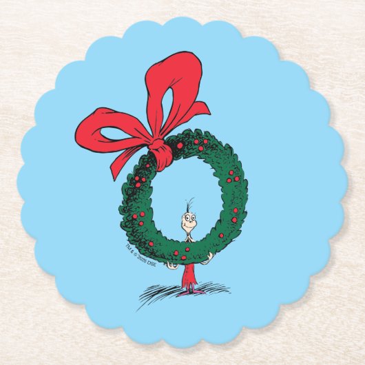 Wie gluurt door de Kerstkrans Kartonnen Onderzetters (Voorkant)