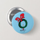 Wie gluurt door de Kerstkrans Ronde Button 5,7 Cm (Voorkant /achterkant)