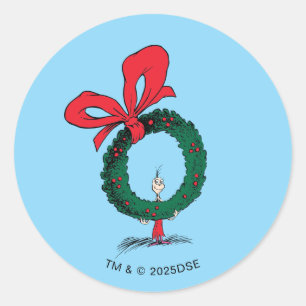 Wie gluurt door de Kerstkrans Ronde Sticker