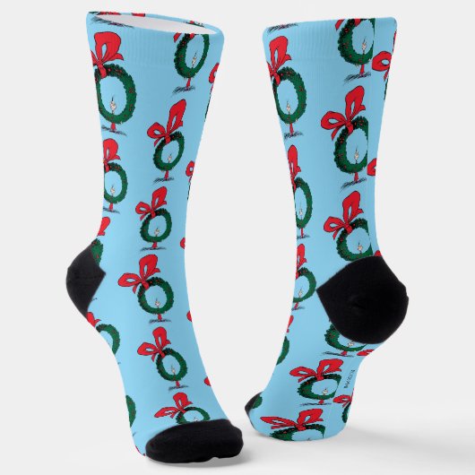 Wie gluurt door de Kerstkrans Sokken (Gebogen)