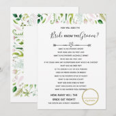 Wie goed doet bruid weet bruids baby shower spel kaart (Voorkant / Achterkant)